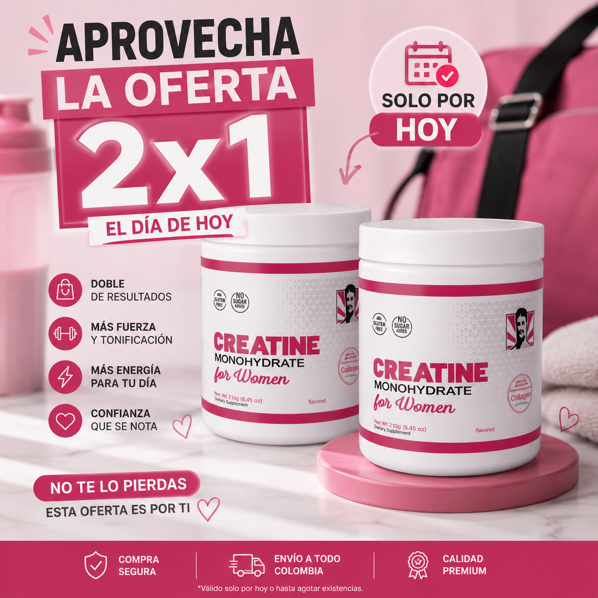 Creatine Monohydrate For Women: Fuerza que se nota, confianza que crece.