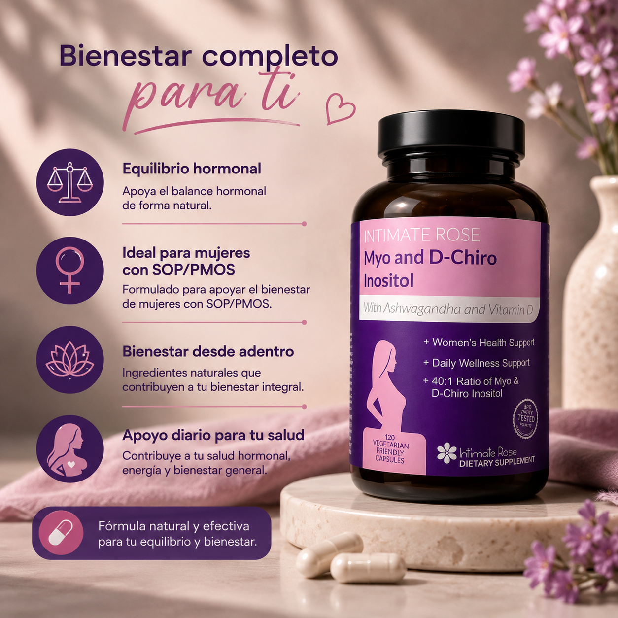 Intimate Rose Inositol: Equilibrio hormonal y bienestar femenino