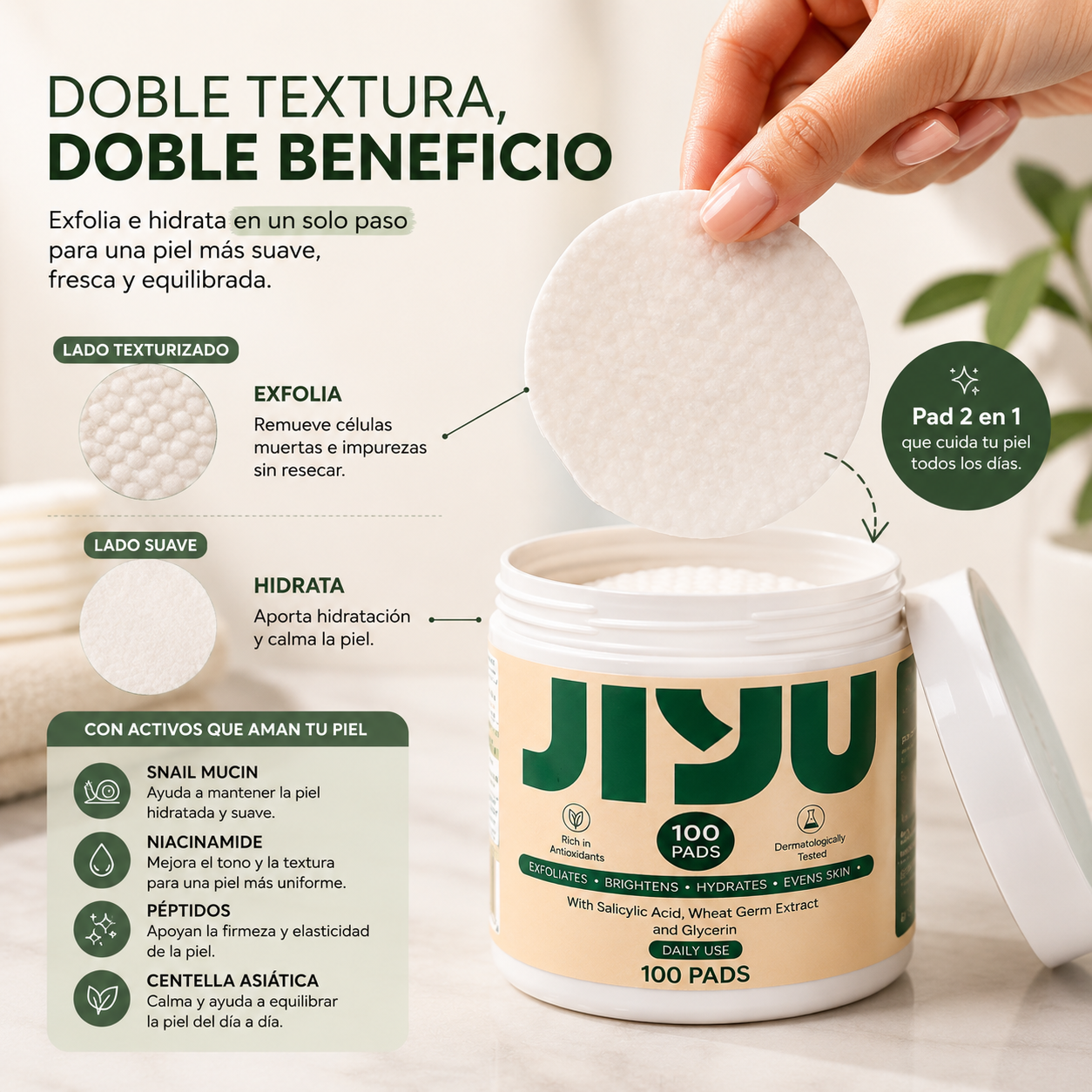 Almohadillas jiyu: Piel limpia y luminosa en segundos