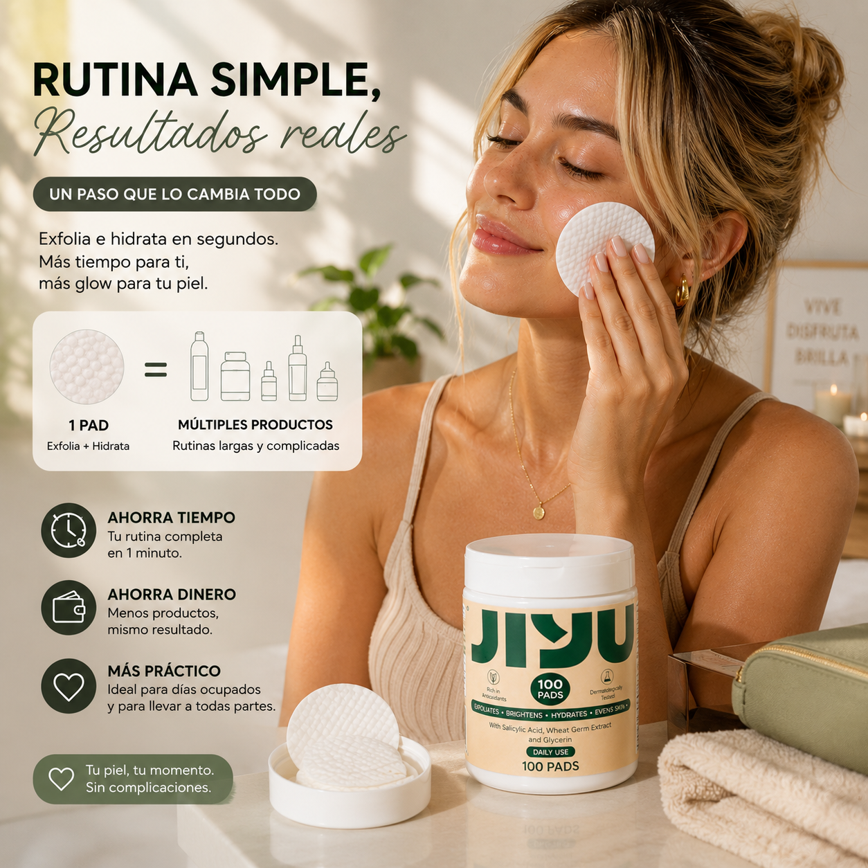 Almohadillas jiyu: Piel limpia y luminosa en segundos