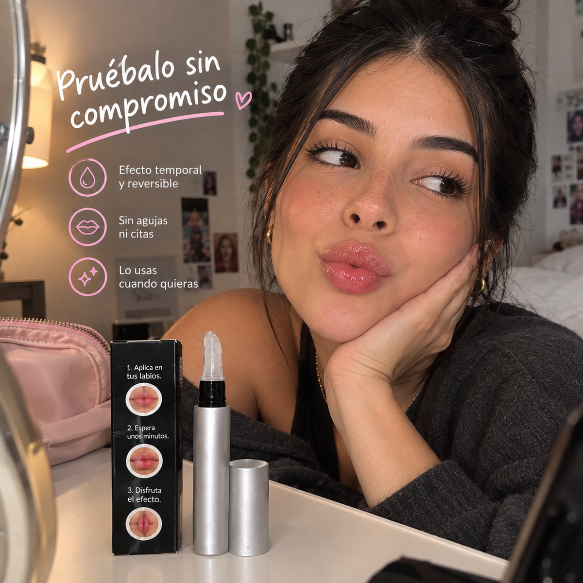 Brillo: Labios más voluminosos en minutos.