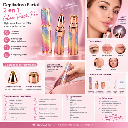 depiladora facial 2 en 1 glamtouch pro: Tu Retoque Facial de Bolsillo