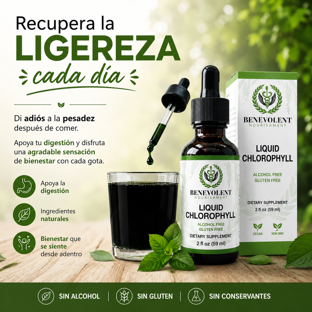 Liquid CHlorophyll: Menos pesadez, mas bienestar.