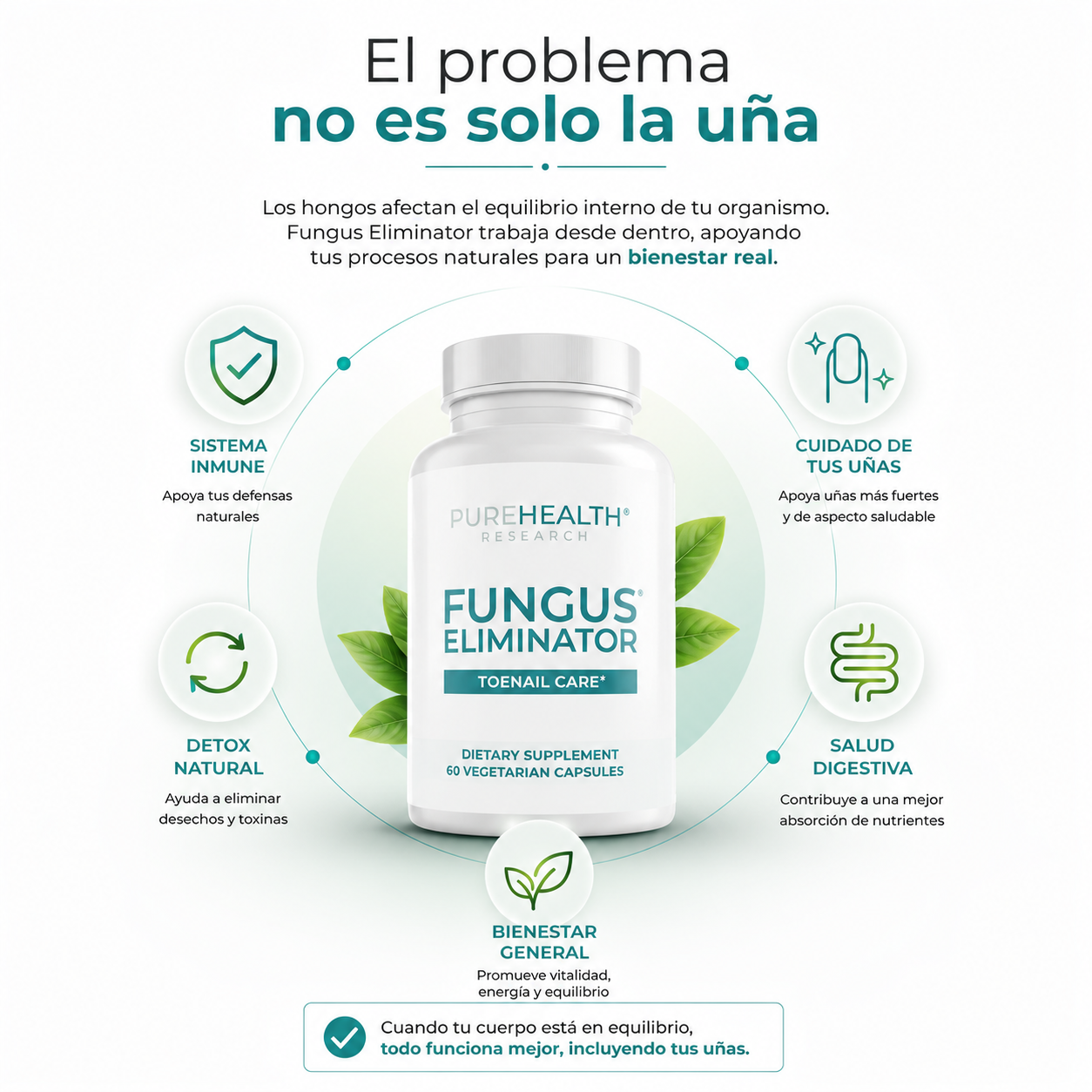 Purehealth Fungus Eliminator: Cuidado diario desde el interior.